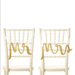 NEW Kate Spade Mr. Mrs. Gold Wedding Chair Signs